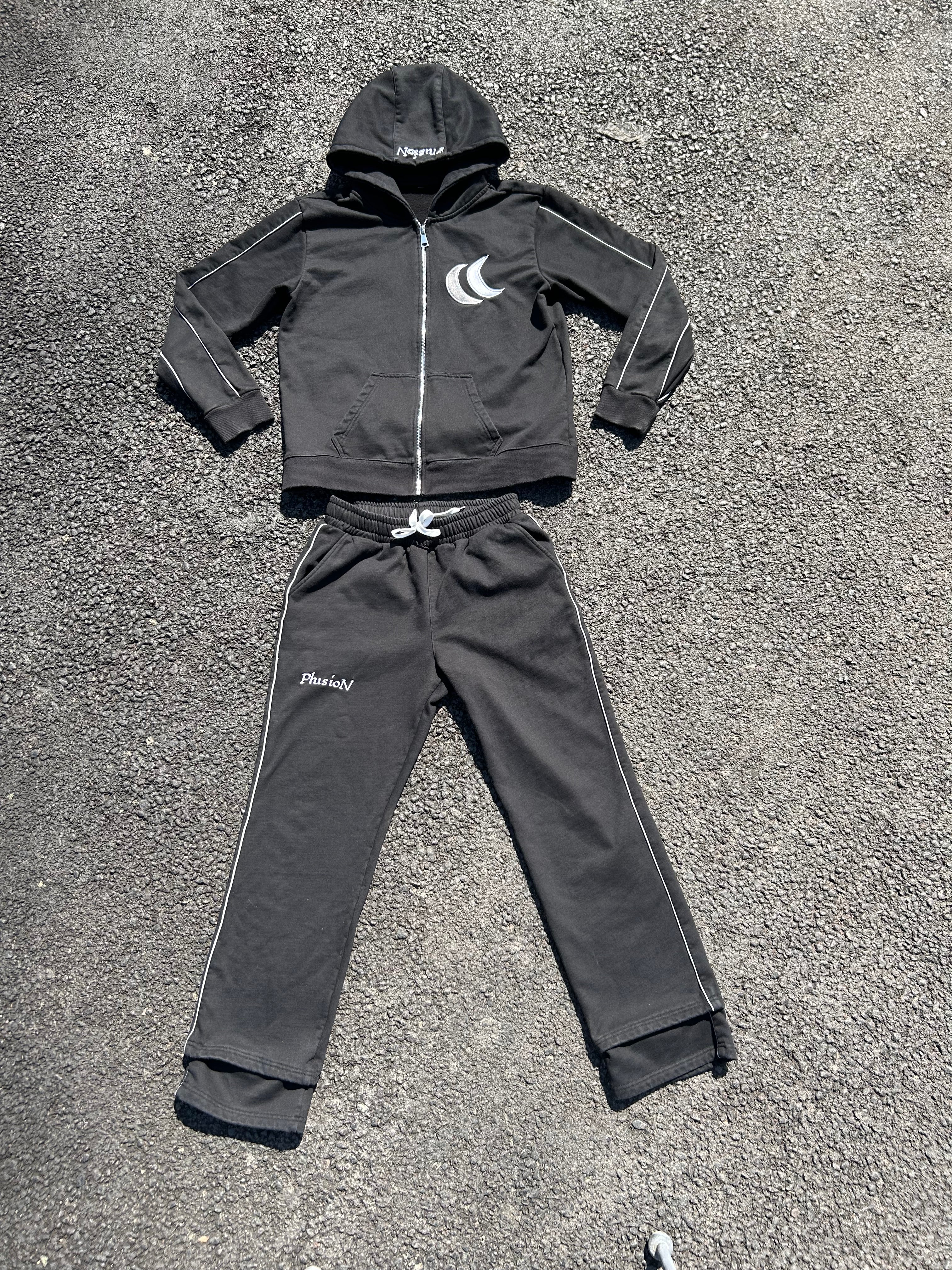 Black Zip-Up sweatpants set